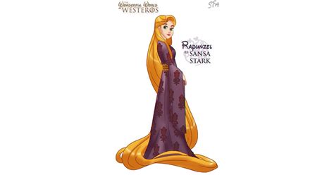 Rapunzel As Sansa Stark Disney Princesses As Game Of Thrones Art