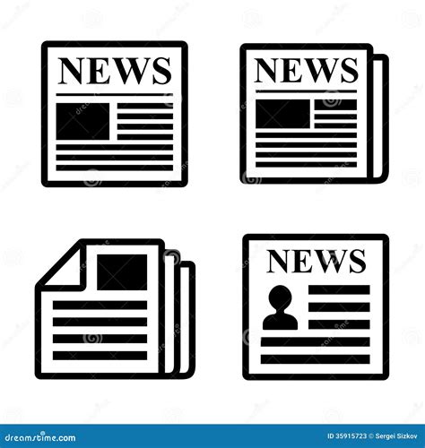 newspaper icons set stock vector image  information