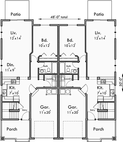 house plan duplex bungalow