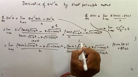 derivative of inverse sin x by first principle method youtube