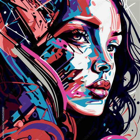 graffiti woman vector illustration pop art modern graphic design cartoon style  colorful