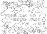 Coloring Sea Independence Shining July 4th sketch template