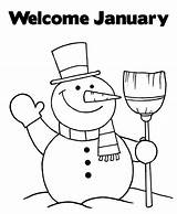 January Coloring Pages Snowman Printable Welcome Print Color Winter Preschool Year Choose Board sketch template