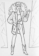 Coloring Barbie Rockers Pages 1986 Illustration Fashion Diva sketch template