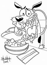 Coloring Dog Courage Pages Cowardly Eating Dirty Ice Cream Chowder Cartoon Sheets Printable Cute Drawing Color Kids Sheet Getcolorings Colouring sketch template