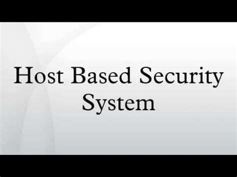 host based security system youtube