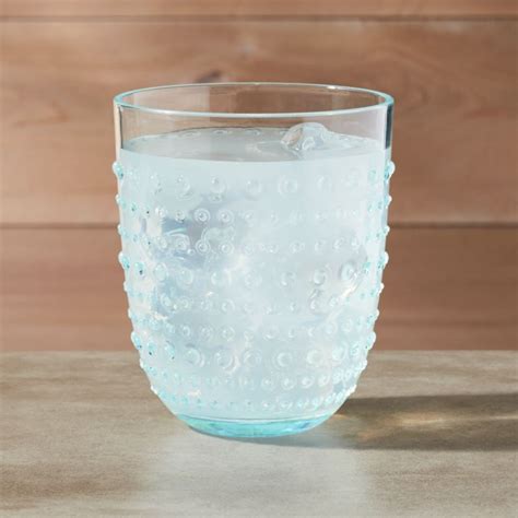 dottie aqua hobnail drinking glass 17 oz crate and barrel