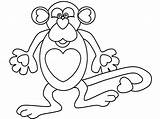 Coloring Monkey Pages Printable Cartoon Baby Hands Clipart Monkeys Animal Animals Mickey Mouse Ears Valentine Template Cliparts Heart Book Kids sketch template