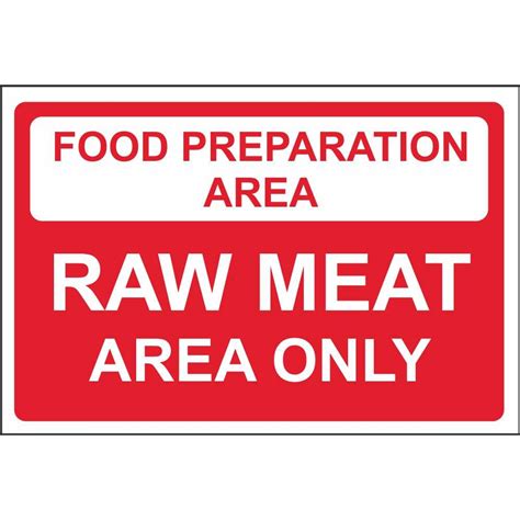 food preparation area raw meat area colour coded food safety signs