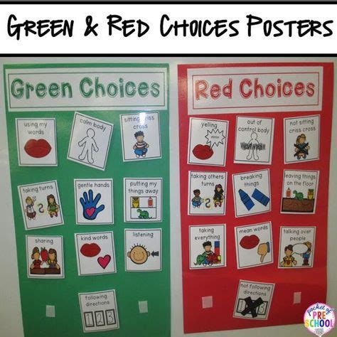 green choices red choices poster    visual  support students