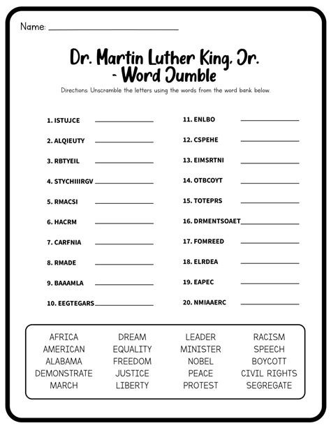 martin luther king jr worksheets  kindergarten