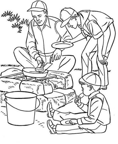 coloring pages  summer camp scenery mountains