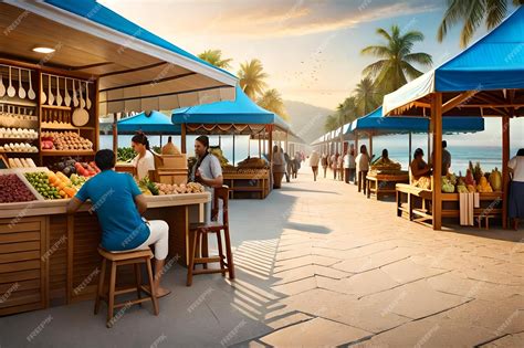 Premium Ai Image A Beach Bar With A View Of The Ocean And People