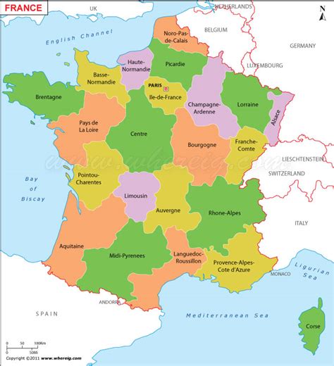frankreich politische karte