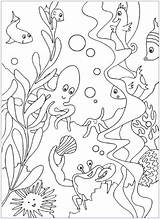 Coloring Sea Under Pages Color Ocean Printables Kids Shell Colouring Printable Fish Mr Sheets Mrprintables Water Summer Activities Print Crab sketch template
