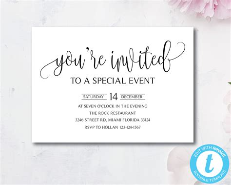 elegant youre invited invitation template special event etsy