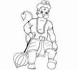 Hanuman Lord Drawing Coloring Sketch Colour Wallpaper Wallpapers Template Pages sketch template