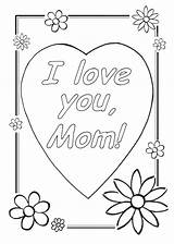 Coloring Mom Mothers Printable Heart Happy Flowers Sheet Gif sketch template