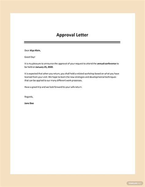 approval letter format template  google docs word pages