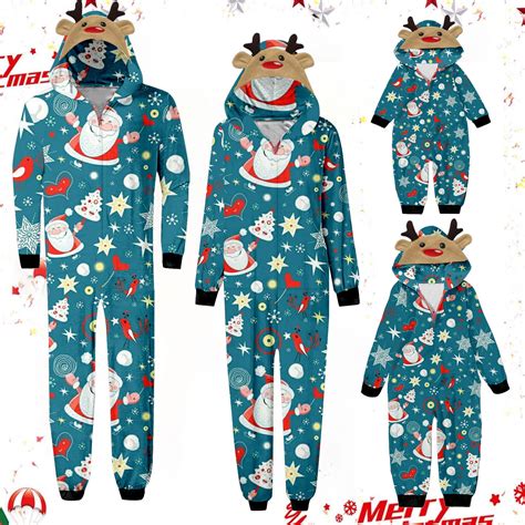 meichang matching christmas onesies pajamas  family vacation cute print  piece pajamas