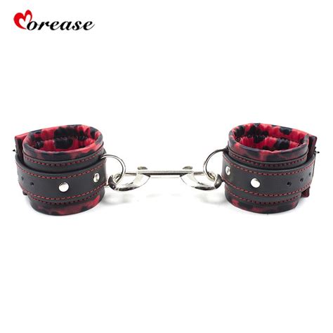 Morease Adult Sex Toy Leather Handcuffs Bondage Hand Restrainted Cuffs
