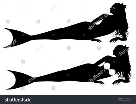 Laying Silhouettes Mermaid Stock Vector 32659276 Shutterstock