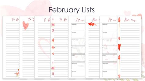 printable lists   organized  february  printable collection