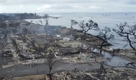drone footage  lahaina fire shows ghost town devastated  blaze  news news daily