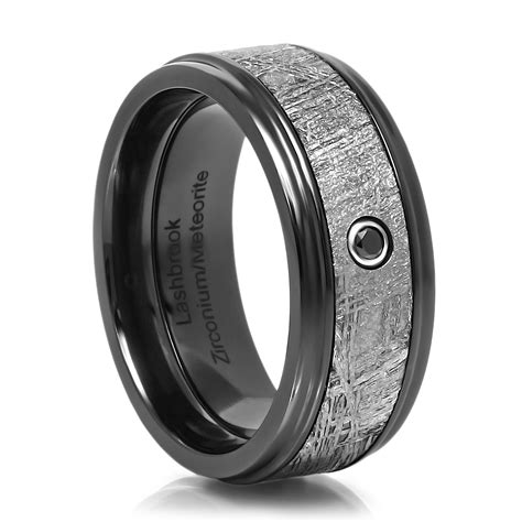 meteorite wedding zirconium  black diamond wedding band lashbrook mans meteorite ring