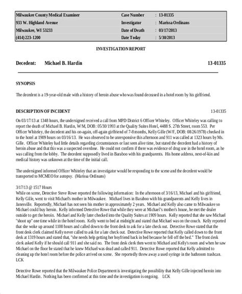 homicide police report sample master  template document