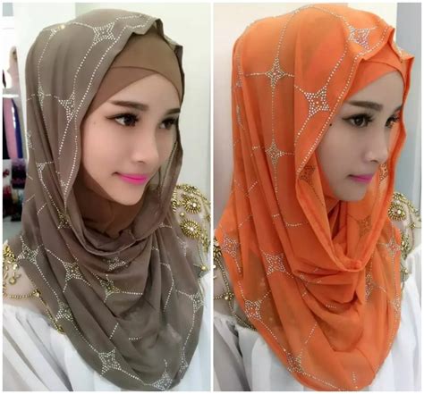 Fashion Muslim Scarf Women Lady Muslim Rhinestone Party Hijab Summer