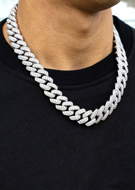 white gold plated mens iced  miami cuban link chain frostnyc