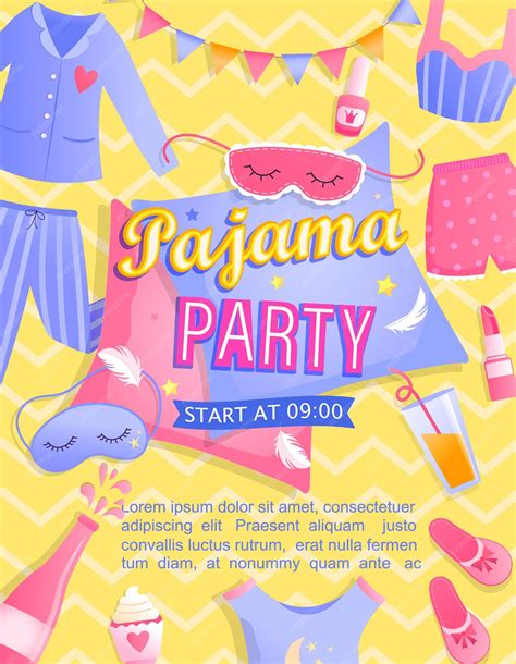 premium vector bright pajama partys invitation flyer night time