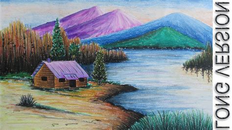 landscape color drawing  oil pastels  paintingvalleycom