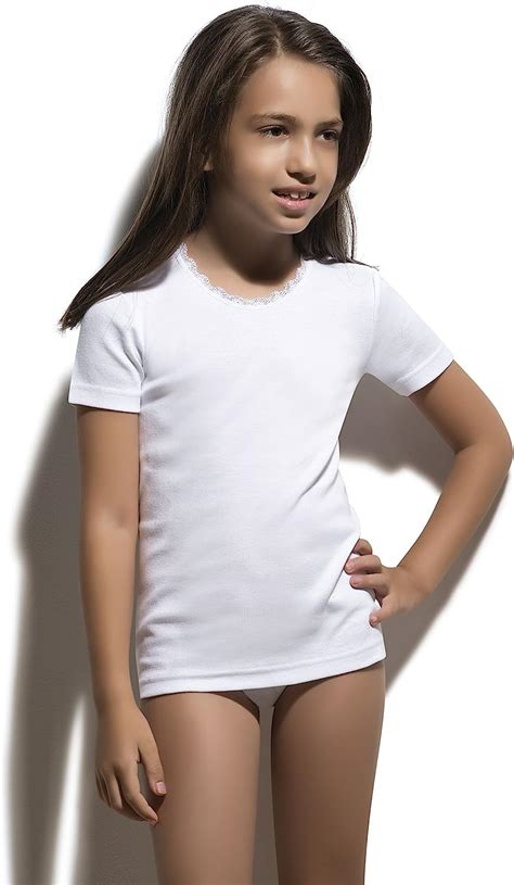 bross underwear girl crew neck undershirt short sleeve top 5 6 years