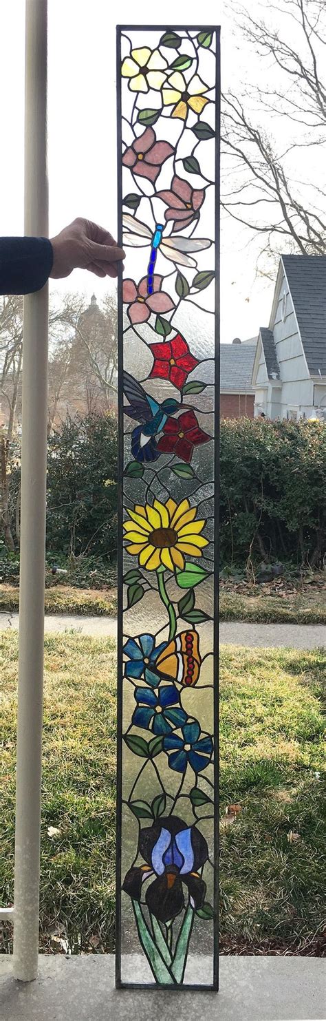 Stained Glass Summer Garden Sidelight 7 X Etsy Stained Glass