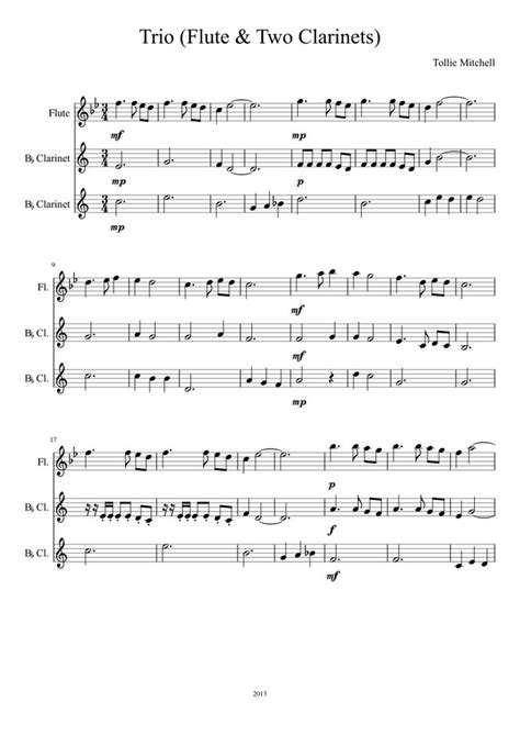 Trio 3 Flute And 2 Clarinets Sheet Music For Flute