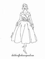 Fashion Coloring Pages Girl 1950s Designer Clothes Sketch Model Book Printable Kids Colouring Sheets Color Sketches Template Getcolorings Books Print sketch template