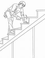 Carpintero Coloring Escada Tischler Construyendo Escalera Holztreppe Escadas Carpenter sketch template