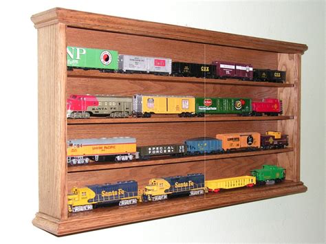 ho train display case cabinet  shelf oak   model