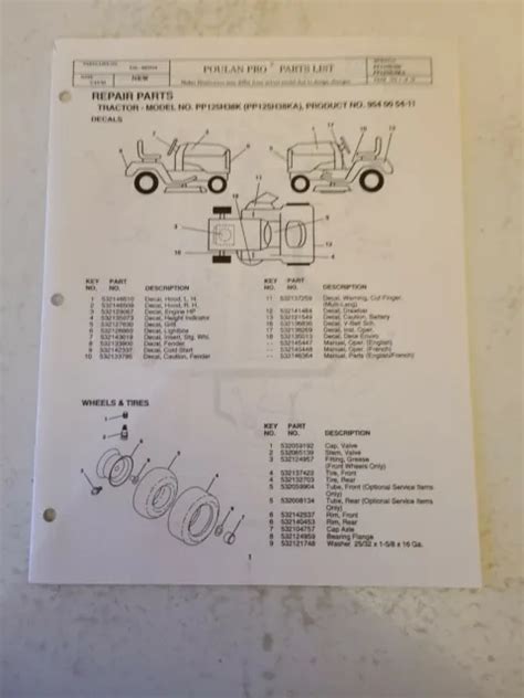 poulan pro parts list lawn tractor model pphk pphka grade   picclick