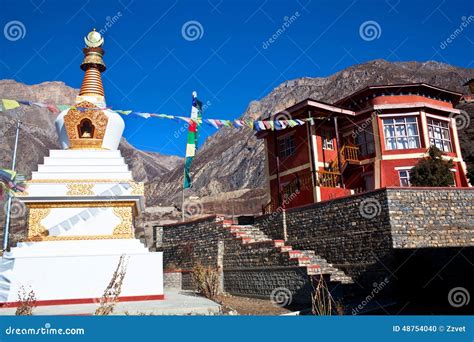 buddhist gompa  monastery  muktinath nepal stock photo image