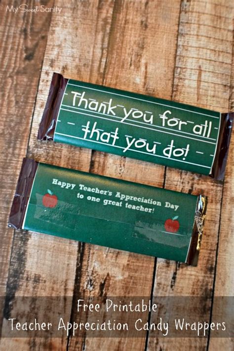 teacher appreciation day candy bar wrapper printable  sweet sanity