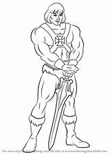 Man He Draw Drawing Heman Cartoon Characters Step sketch template