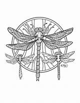 Dragonfly Dragonflies Mandala Flies sketch template