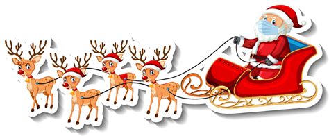 santa sleigh reindeer vector art icons  graphics