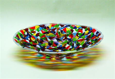 Fused Glass Bowl Handmade Different Color Glass For Fruit Etsy