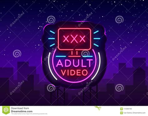 adult video neon sign design template neon logo xxx