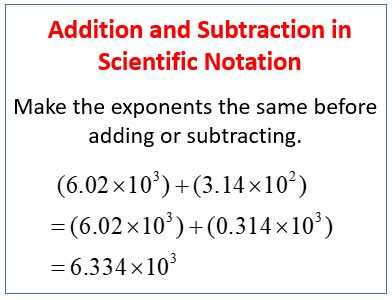 add  subtract numbers  scientific notation examples