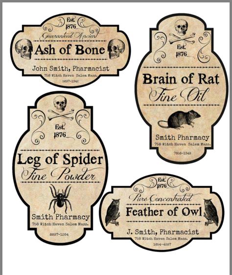 printable halloween apothecary labels